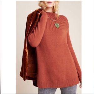 Anthropologie Rust Mock Neck Sweater